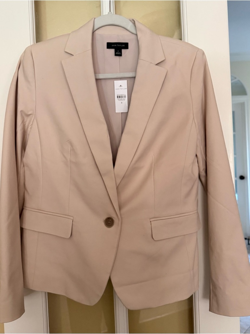 Ann Taylor Blush Khaki Single-Button Tailored Blazer
